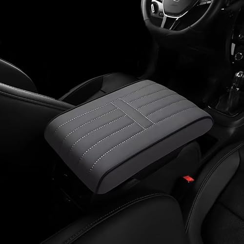 ONEMAJI Car Armrest Cushion for Seat Leon Mk3 Mk2 5f Lbiza Cupra, Waterproof Car Armrest Center Console Cover Protector Pad for Arm Support Car Interior Accessories,Grey-1