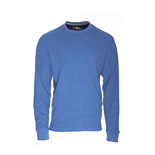 Mens Long Sleeve Waffle Crewneck Shirt American Outdoorsman Thermal Pullover Shirt for Hiking and Camping