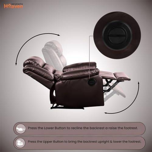 Image of Seventh Heaven Phoenix 1 Seater Motorised Recliner | Single Sofa Chair for Living Room Comfort | Ergonomic Design (Leatherette - Brown)