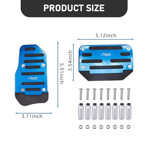 image for Flygun 2 PCS Car Accelerator Brake Pedal Decor Kit, Durable Metal Rubb