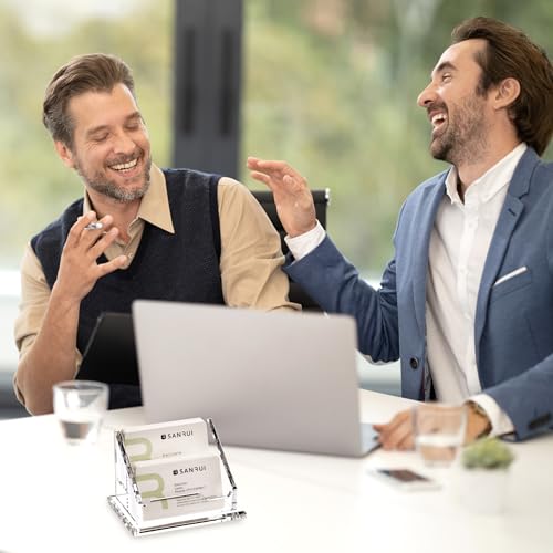 SANRUI Suporte de cartão de visita de acrílico, suporte de cartão de visita transparente, suporte de