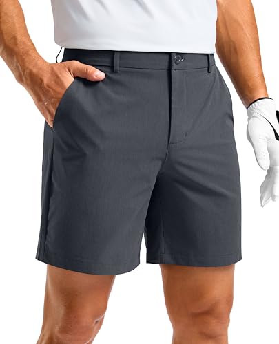 Soothfeel Men's Casual Shorts 5/7/9 Inch Golf Dress Shorts for Men Flat Front Work Lightweight Quick Dry with 4 Pockets Iron_Grey-L7_W33