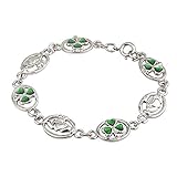 Claddagh & Shamrock Bracelet Rhodium Plating & Enamel Irish Made
