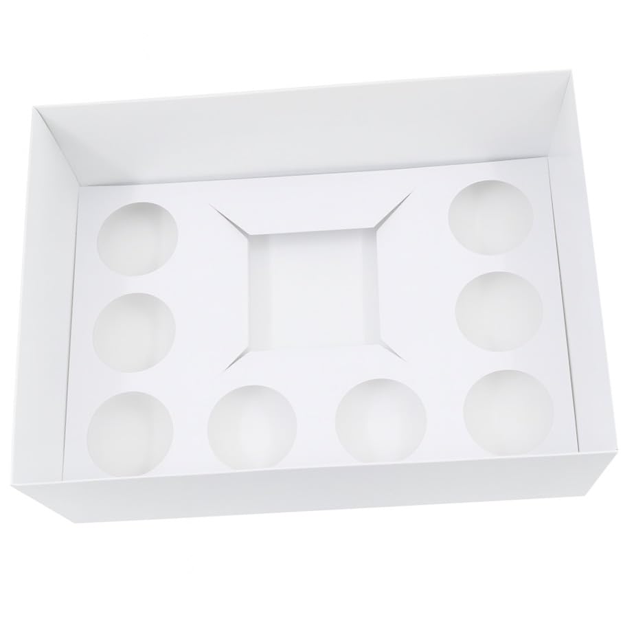 The Baked Studio - Pack of 5 - Extra Deep Premium Bento Cake & Cupcake Boxes with Clear Lids (Bento + 8 Cupcake Holes)