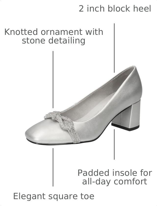 Bella Vita Women's Marigold Block Heeled Pumps, Silver, 10 - image 3