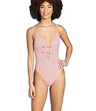 Xhilaration Juniors' Front Tie One Piece Swimsuit - Red Stripe - (Small)