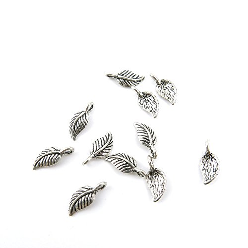 50 Pcs Jewelry Making Charms 553GD Leaf Antique Silver Fashion