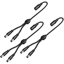 SIOCEN 3 Pack DC Power 1 Female to 2 Male 5.5mm x 2.1mm DC Power Supply Splitter Cable Cord, Y Splitter Adapter Wire,2 Way Y-Cable for Security CCTV Parking Camera, LED Strip Light