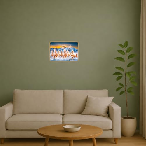 Image of 7 Running Horses Vastu Photo Frame, 8x12 Inch