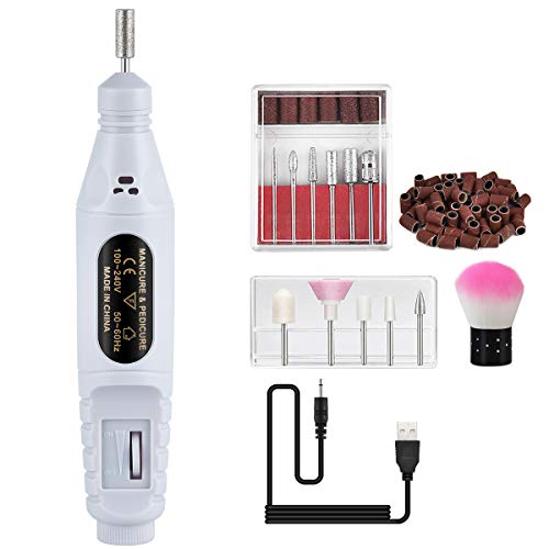 yinhua Electric Nail Drill Professional Electric Nail Drill Kit Portable Nail Drill Machine Pen Shape Nail Tools Acrylic Nail File Drill for Acrylic Nails Gel Nails, Home Salon Use White