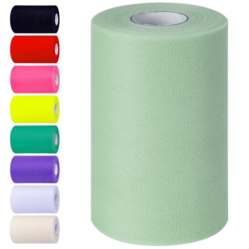 Grayish Green Tulle Fabric Rolls 6 Inch by 100 Yards Tulle Roll Spool Fabric