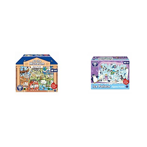 Image of Orchard Toys At The Museum Jigsaw Puzzle, 150-Piece Jigsaw, Includes 16 Page Fact Booklet and Giant Poster, Educational Puzzle for 5-10 Year olds & Ice Palace Jigsaw Puzzle, 50-Piece Puzzle