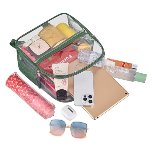 Image of Busiuw Clear Backpack for Stadium Events 12x12x6 Mini Small Sports Fan Backpacks with Front Pocket for Concert Sport Events Work Travel(Forest green)