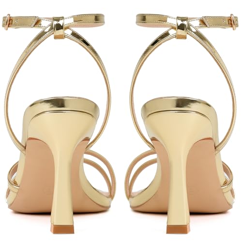 Image of Mostrin Womens Sandals Strappy Heels for Women Ankle Strap Lace Up Heels Square Open Toe Heels Tie Up Stiletto High Heeled Sandals for Prom, Party, Daily Wear