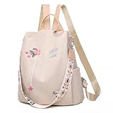 TOKSHOP Mini Mochila Feminina Bolsa De Costas Pequena Dia A Dia Leve e Reforçada com Detalhe Florido (Rosa)
