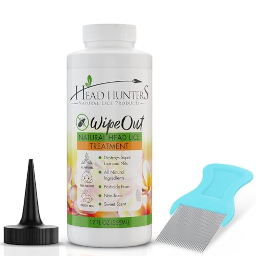 Head Hunters Natural Lice Products Wipeout Extra Strength Head Lice Treatment Kit - Includes Nit Comb & Shampoo that Kills Eggs and Lice, for Kids and Adults for Nit Removal - 12oz