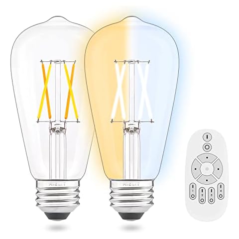 AIELIT Vintage Remote Control LED Edison Light Bulbs- E26 Standard Base- Dimmable 4Watt(40W Equivalent)- Adjustable Color Temperature (2700K- 5000K)- No App or Wi-Fi Required- Remote Included- 2 Pack Cover