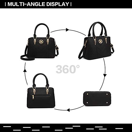 Miss Lulu Handbag for Women with Purse Set, Top Handle Bag with M Logo on The Front, PU Leather, Golden Hardware - Image 6