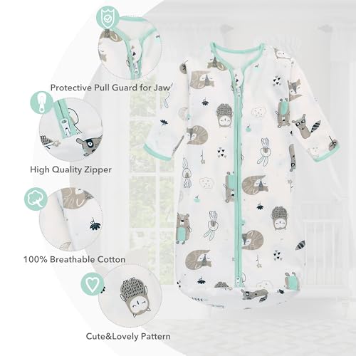 Image of Miracle Baby Long Sleeve Sleep Sack 2-Pack, 100% Cotton Wearable Blanket Baby Sleeping Bag for Newborn Infant Toddler