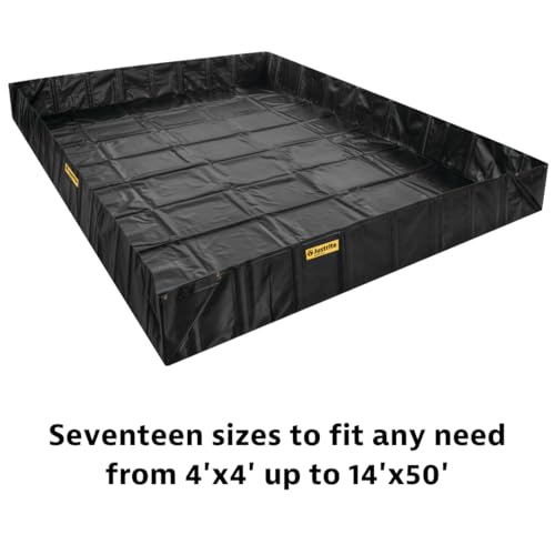 Image of Justrite Angle Bracket QuickBerm, 12' x 20' x 12 inch Large Oil Spill Containment Berm, 1,795 Gallon Spill Capacity, PVC Coated Fabric, Made in The USA, Black, 28074