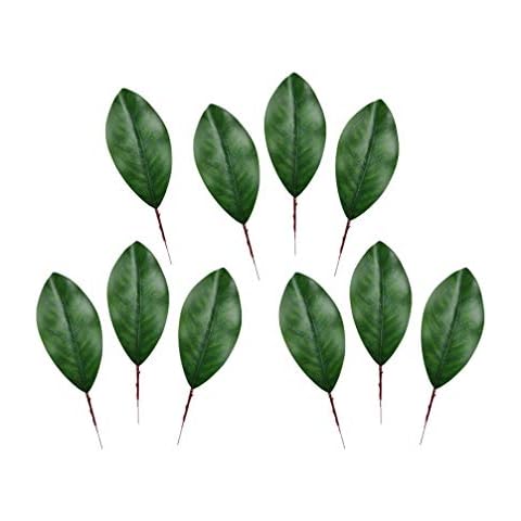 TENDYCOCO 10pcs Wedding Magnolia Fake Leaves Writable Signature Leaves Book Decorative Green Leaves Flower Arrangement Lifelike Leaves Cover