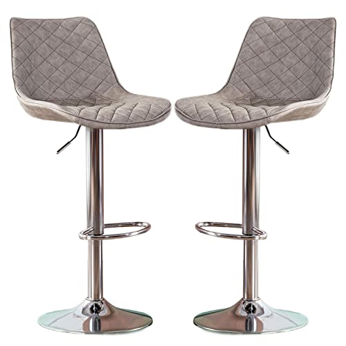 Juego de 2 taburetes de bar ajustables con asiento giratorio acolchado para cocina, pub y comedor