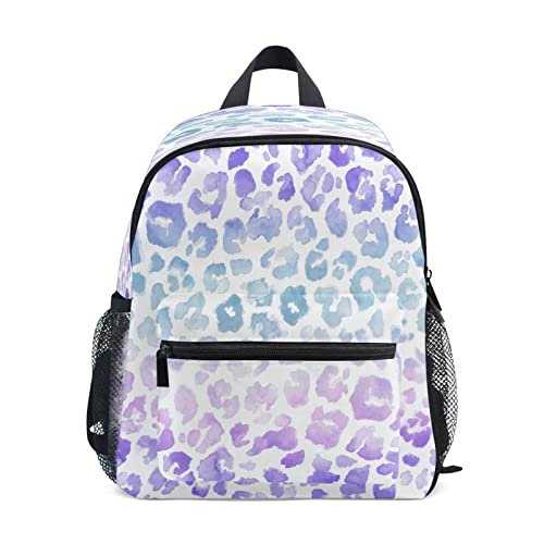 Mochila infantil con estampado de leopardo animal para niñas y niños, pequeña bolsa de hombro escolar con etiquetas de nombre, bolsa de viaje para estudiantes preescolares, bolsa de pañales para