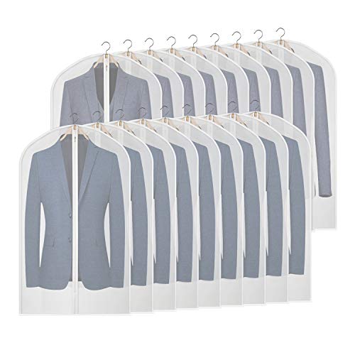 KEEGH Hanging Suit Bags Clear Garment Bag for Storage Lightweight 40inch Shirt Protector Cover Bag Moth-Proof Set of 18 Full Zipper PEVA Breathable Translucent Dust Cover for Closet Clothes KEEGH Hanging Suit Bags Clear Garment Bag for Storage Lightweight 40inch Shirt Protector Cover Bag Moth-Proof Set of 18 Full Zipper PEVA Breathable Translucent Dust Cover for Closet Clothes
