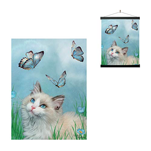 3D LiveLife Affiche murales lenticulaires Ragdoll et Papillons de Deluxebase. Poster Chat 3D sans cadre. Décoration murale parfaite. Oeuvre originale sous licence artiste renommé, Carol Cavalaris