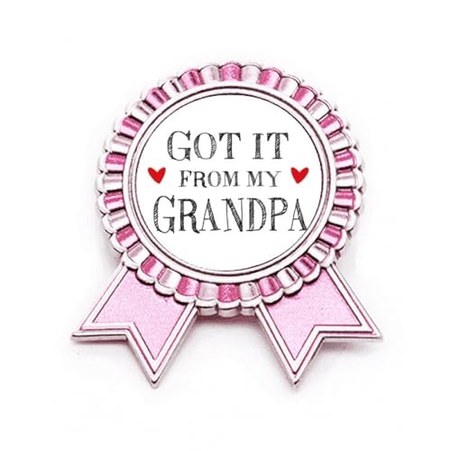 Broche rose Got It From My Grandpa M en métal, le cadeau de famille idéal