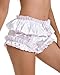Satini Sissy Frilly Ruffled Silky Satin Full Coverage Adult Diaper Cover Briefs Lingerie Underwear Panties (White, XXL)