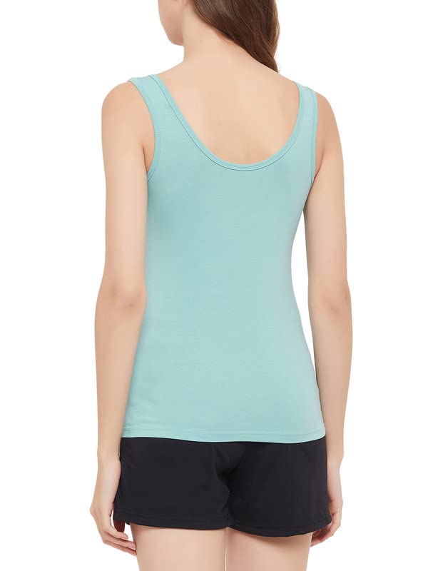 Image of Clovia Women's Cotton Chic Basic Tank Top in Blue