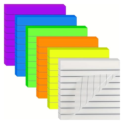 Notes autocollantes transparentes lignées en PET de qualité supérieure avec 6 onglets de repérage