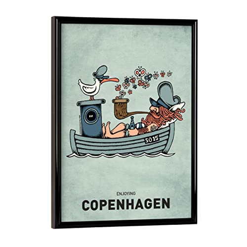 artboxONE Poster mit schwarzem Rahmen 18x13 cm Städte Copenhagen Butterfly...