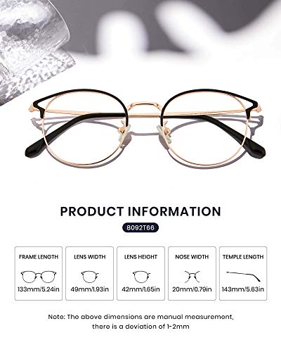 Image of Cyxus Blue Light Blocking Glasses Round Metal Frame Computer Glasses | Blue light blocking glasses featuring round metal frame, comfortable fit and versatile use for work, study and entertainment
