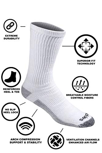Dickies Men's Multi-Pack Dri-Tech 2.0 Moisture Control Heel-Lock Crew Socks, Grey (6 Pairs), Large2