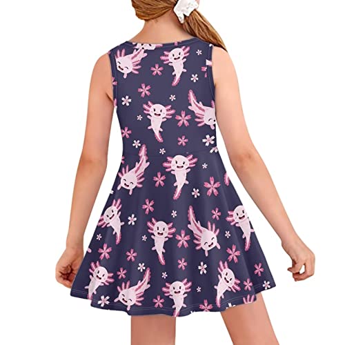 Causal A Line High Waist Twirly Swing Tank Dress Unique Adorable Sundress Fit Girls for 3-16 Years Old4