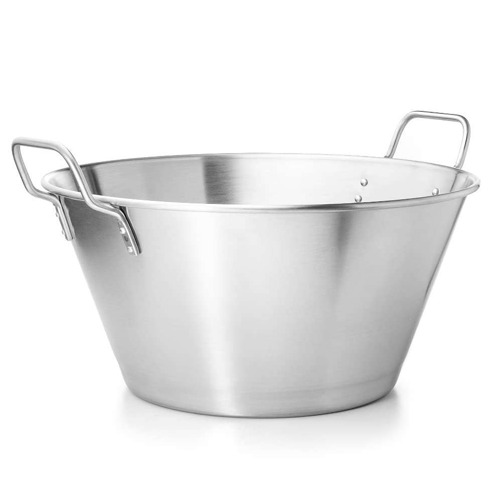 Cuenco de acero inoxidable | Diámetro ⌀ 45 cm | Alto 22 cm | Cuenco de cocina | Cuenco de metal con dos asas | Ensaladera y sopa, para preparación de alimentos