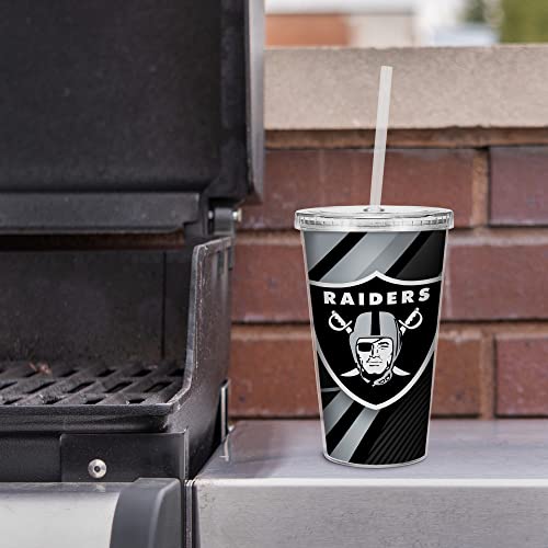 Image of Rico Industries NFL Football 16oz Clear Tumbler W /Straw for NFL Fans