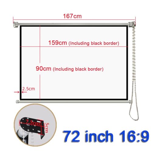 Pantalla manual proyector 72 pulg 16:9 HD portable miniatura 7