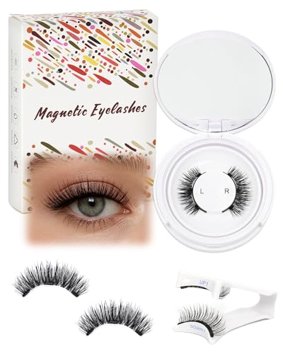 Obeyalash Pestañas magnéticas Wispy, aspecto natural, pestañas magnéticas, reutilizables, con imán, peso ligero y resistente al agua, sin pegamento (24P)