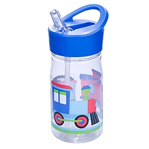 Wildkin Kids 16 oz Reusable Water Bottle for Boys and Girls Features Straw Top and Carrying Handle Ideal Size for School or Travel Easy to Clean Trains Planes Trucks