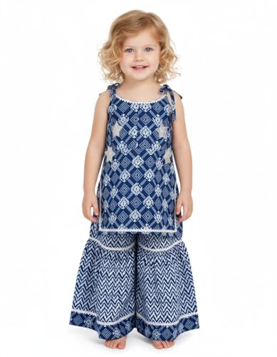 Image of Chandrakala Kids Kurti Sharara Set for Girls Ethnic Wear (KG120-P)