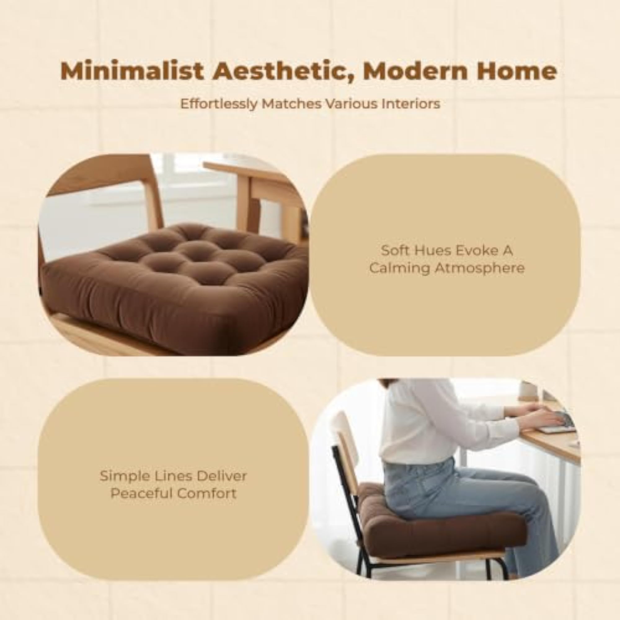 Plush Chair Pad, Non-Slip Light Gray 50x50cm