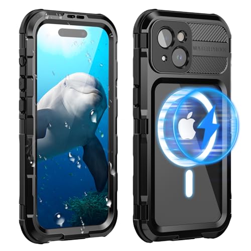 WIFORT for iPhone 15 Waterproof Case,Shockproof Dustproof Heavy Duty Metal Cover with Build-in Screen Protector,[Compatible with Magsafe] 360 Full Body Protective Cases - 6.1