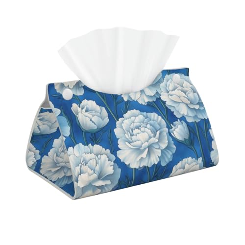 Mexpekil Rechteckige Taschentuchbox Leder Weiße Blumen