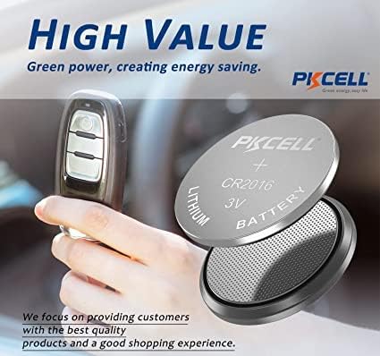 PKCELL 5-Count CR2016 Battery,3V Lithium Coin Cell Battery for Garage Opener/Car Clicker/Car Starter Remote/Car Fob