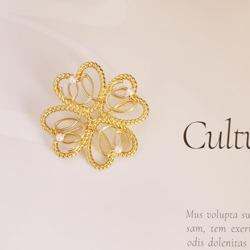 Image of Gold Brooches for Women Ladies Yellow Broach Flower Bow Rhinestone Lapel Pins Blazer Dress Denim Jacket Accessories