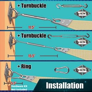 Amgo 24' x 24' Beige Rectangle Super Ring Sun Shade Sail UPF50+ AGSRR Canopy Awning Shades for Patio, Commercial Standard, 260 GSM Heavy Duty, 98% UV Blockage, 5 Years Warranty (We Customize) - Image 8