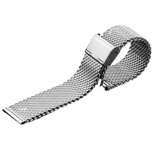 Bracelet de montre en maille acier inoxydable argenté pour homme de 18mm à 24mm